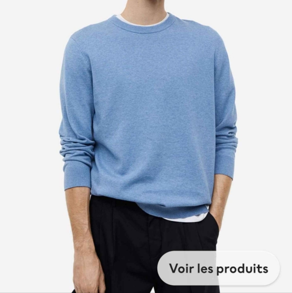 H&M Men's Light Blue Crewneck Sweater